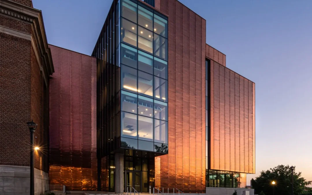 The University of Minnesota’s Fraser Hall reopens with a shiny new façade featuring Linetec’s Copper Anodize finish and EFCO curtain wall